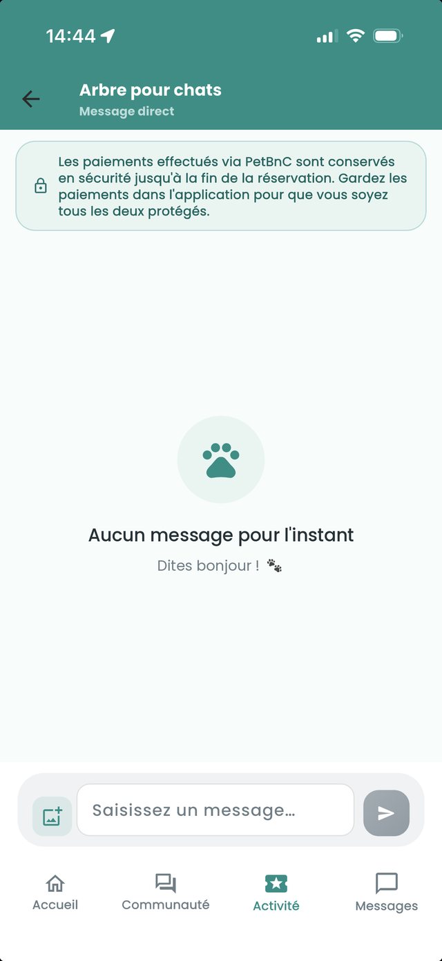 Messagerie avec la personne, paiement protégé